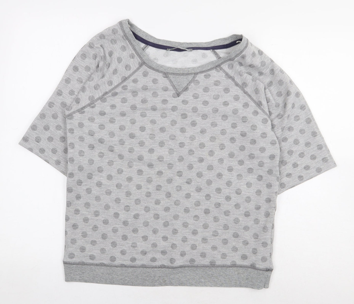 Marks and Spencer Womens Grey Polka Dot Polyester Basic T-Shirt Size 12 Scoop Neck