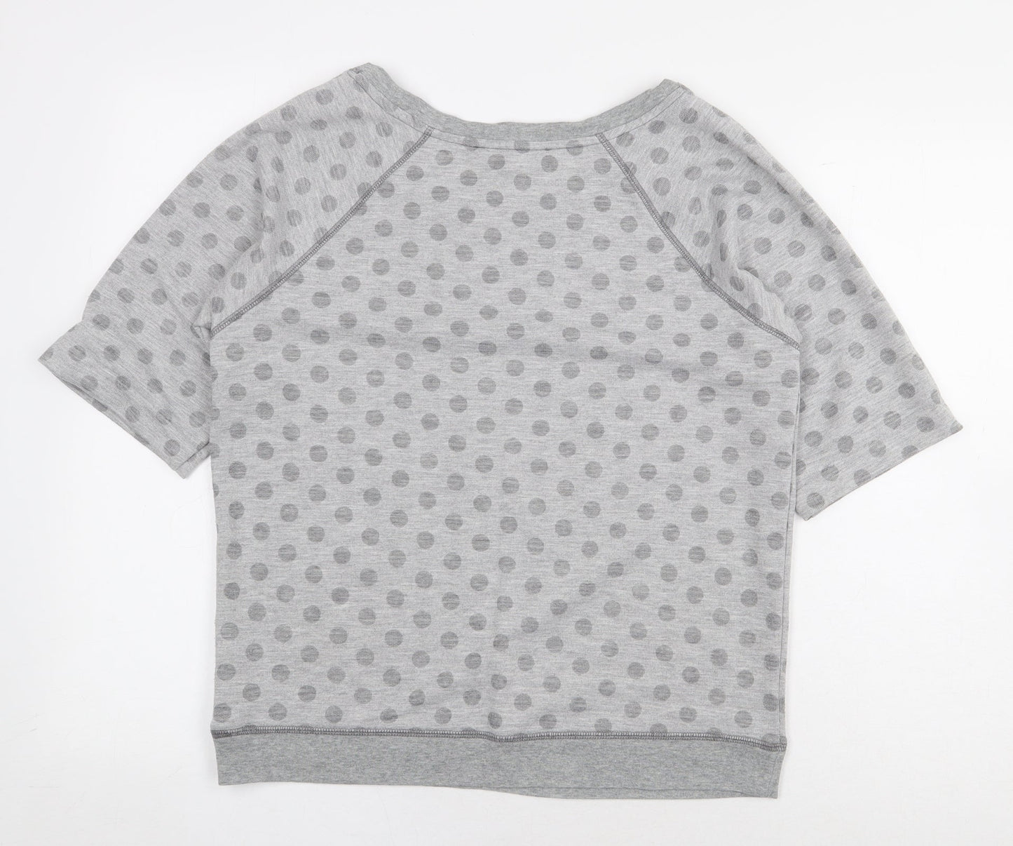 Marks and Spencer Womens Grey Polka Dot Polyester Basic T-Shirt Size 12 Scoop Neck
