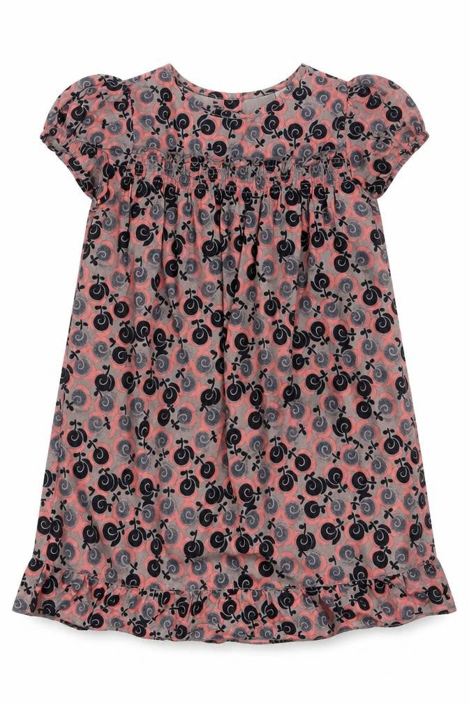 Mexx Girls Grey Geometric 100% Cotton A-Line Size 18-24 Months Round Neck Button