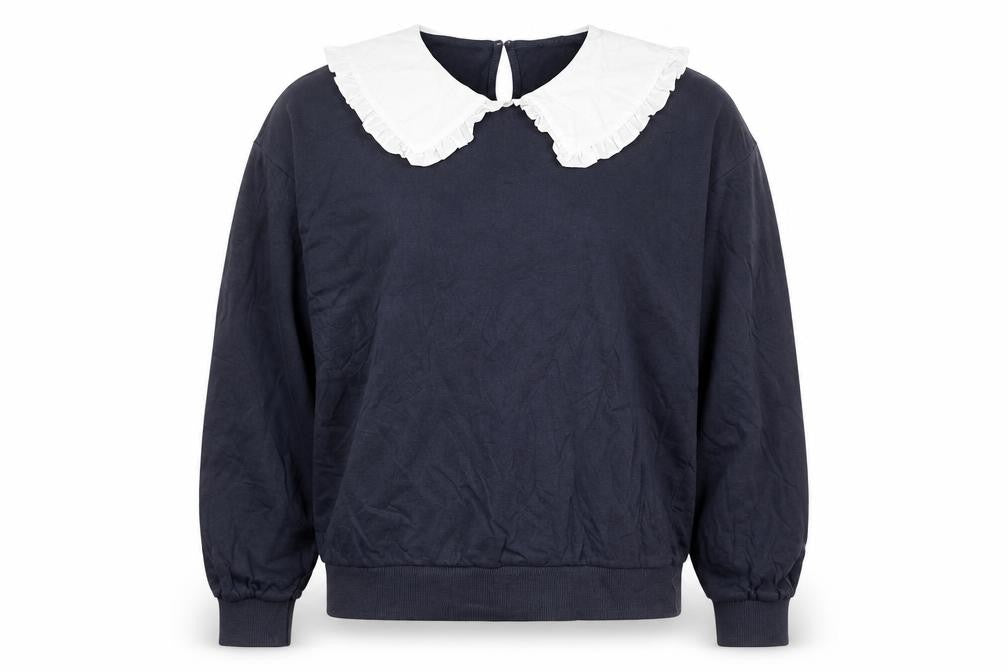 New Look Womens Blue Cotton Pullover Sweatshirt Size M Button