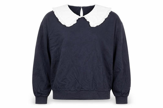 New Look Womens Blue Cotton Pullover Sweatshirt Size M Button