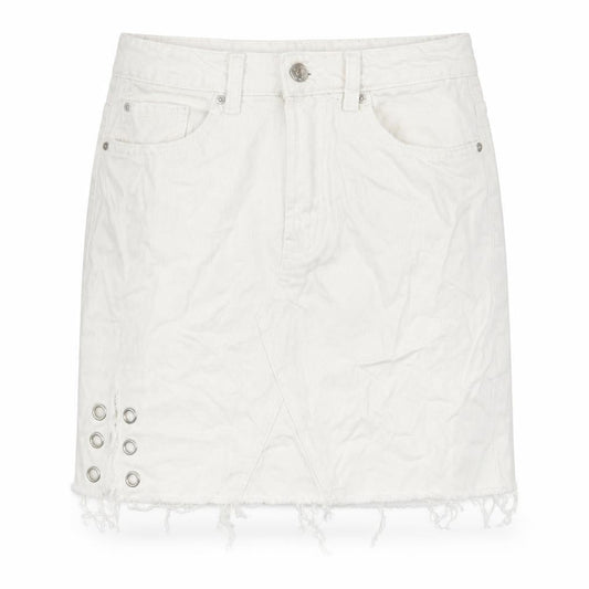 Denim & Co. Womens White Cotton A-Line Skirt Size 8 Button