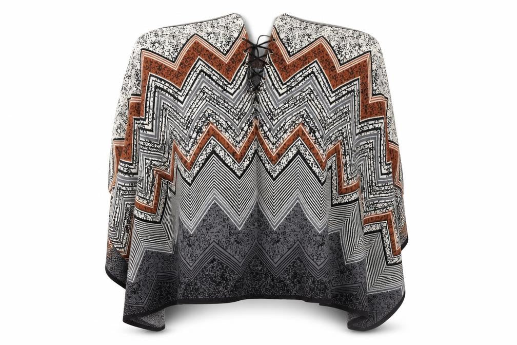 Foglie Rosse Womens Multicoloured V-Neck Geometric Acrylic Cape Jumper Size S - Size S/M