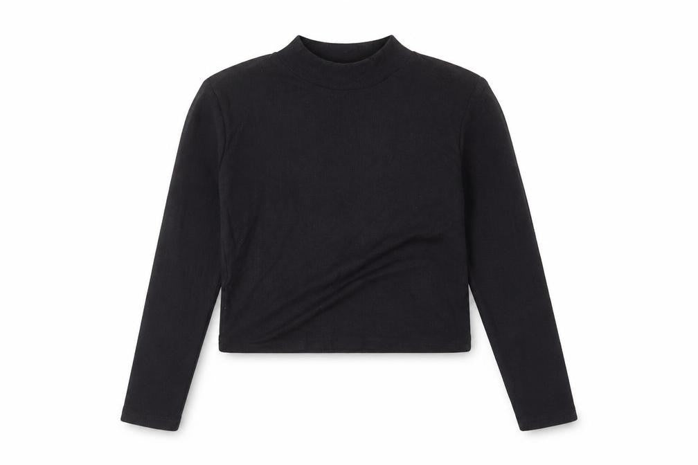 H&M Womens Black Viscose Cropped T-Shirt Size S Round Neck