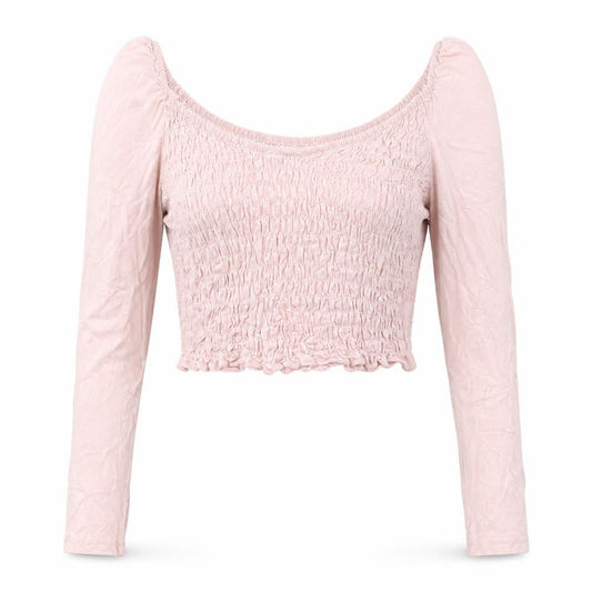 Miss Selfridge Womens Pink Cotton Cropped T-Shirt Size 8 Square Neck