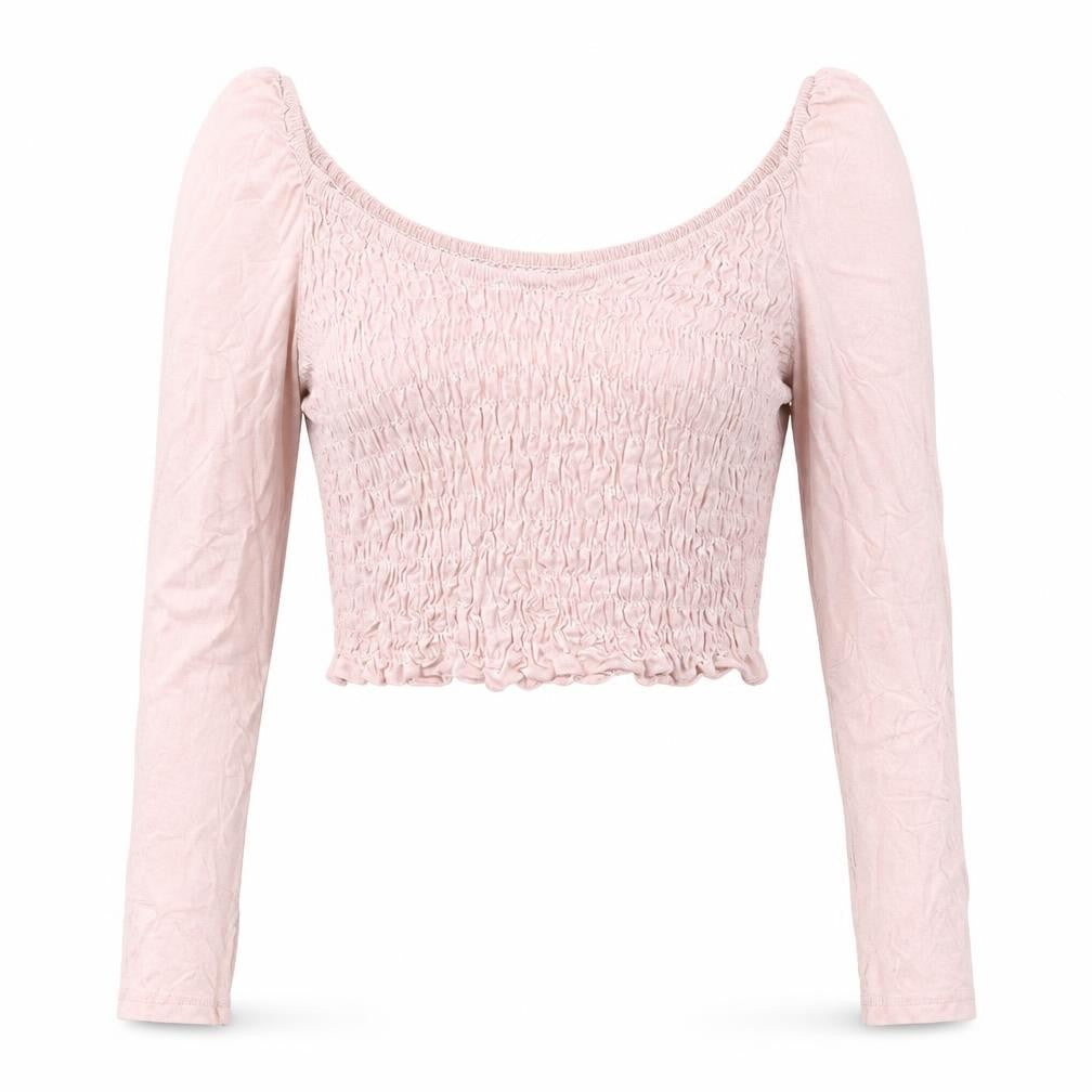 Miss Selfridge Womens Pink Cotton Cropped T-Shirt Size 8 Square Neck
