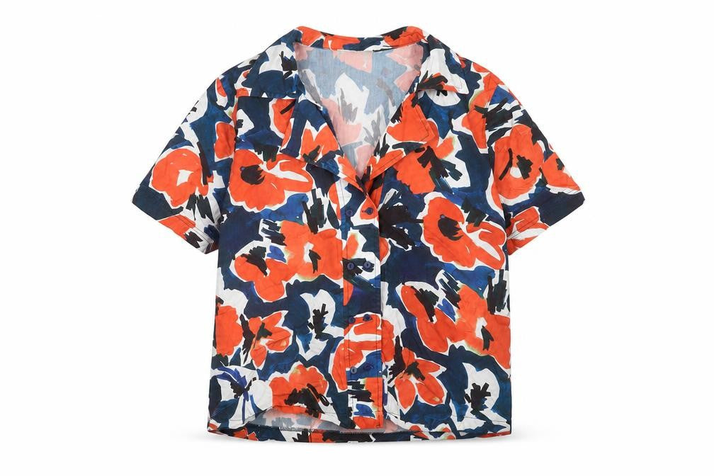 Mudo Collection Womens Multicoloured Floral Cotton Basic Button-Up Size 14 Collared
