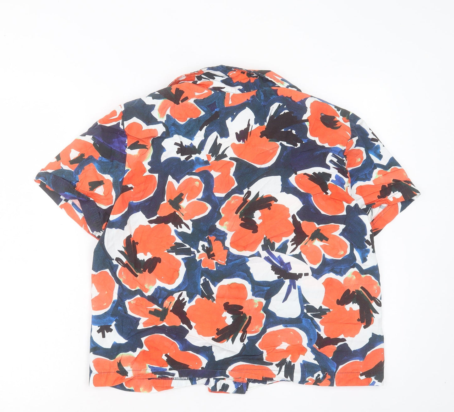 Mudo Collection Womens Multicoloured Floral Cotton Basic Button-Up Size 14 Collared