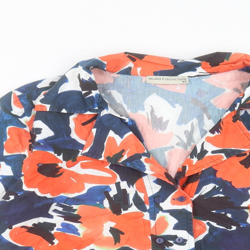 Mudo Collection Womens Multicoloured Floral Cotton Basic Button-Up Size 14 Collared