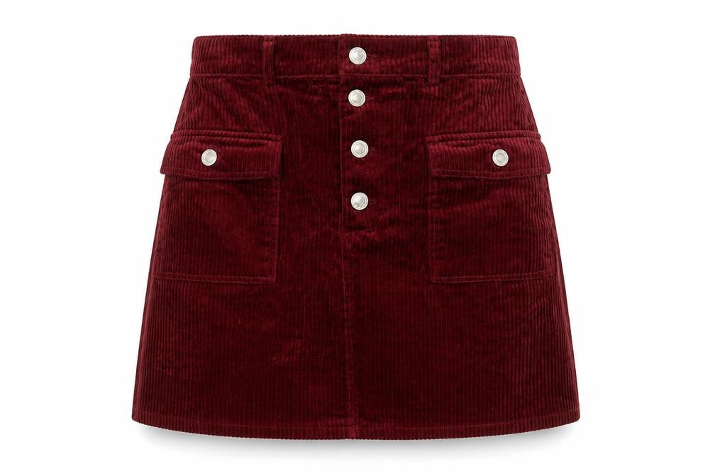 Denim & Co. Womens Red Cotton A-Line Skirt Size 10 Button