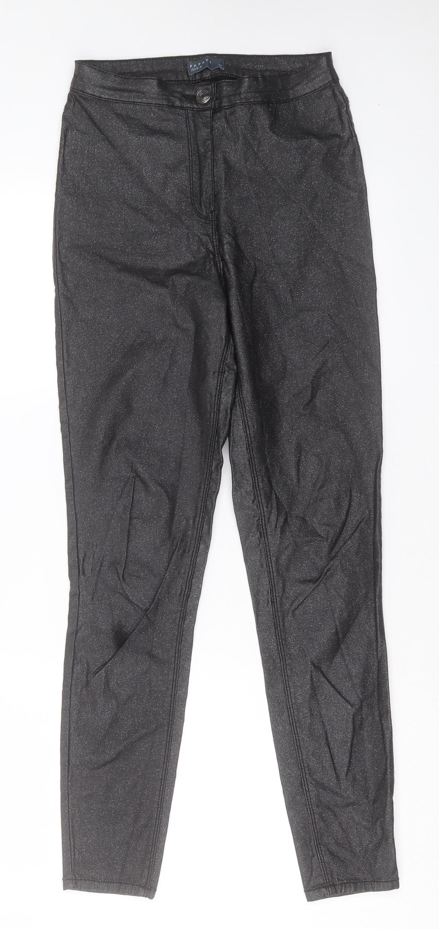 Papaya Womens Black Viscose Skinny Jeans Size 10 L28 in Regular Button