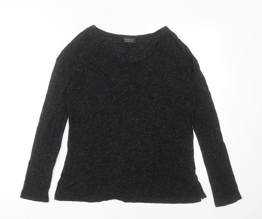 Topshop Womens Black Viscose Basic T-Shirt Size 8 Crew Neck