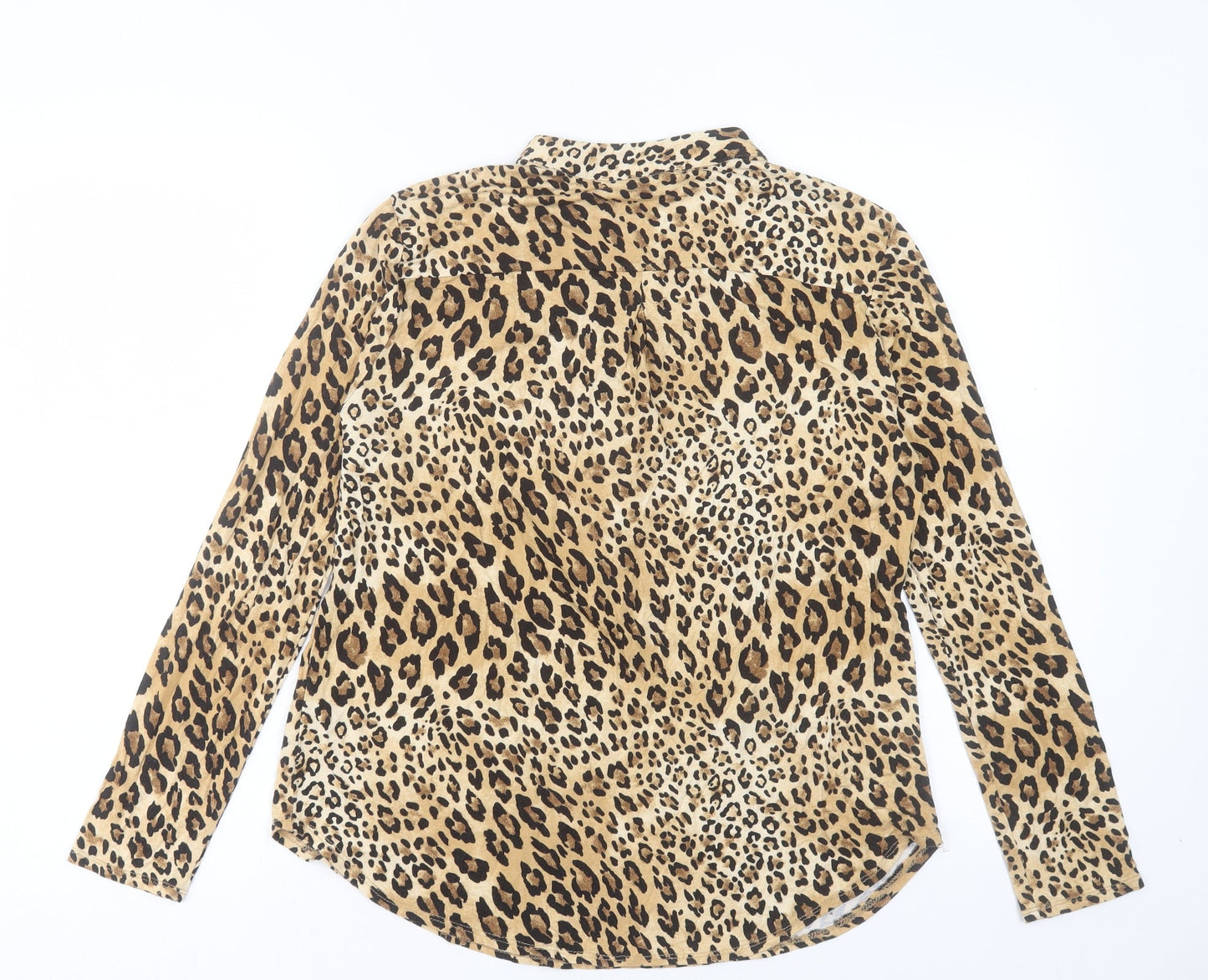 M&Co Womens Animal Print Viscose Basic T-Shirt Size 12 V-Neck