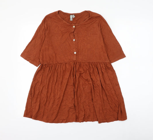 ASOS Womens Brown Viscose Basic Blouse Size 8 Round Neck