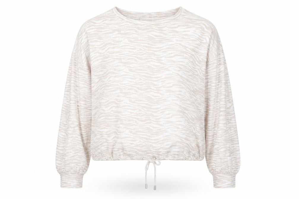 Jeff&Co Womens White Animal Print Polyester Pullover Sweatshirt Size 12 Pullover - Zebra Print