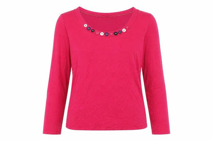 Per Una Womens Pink Polyester Basic Blouse Size 12 Scoop Neck