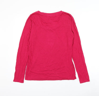 Per Una Womens Pink Polyester Basic Blouse Size 12 Scoop Neck