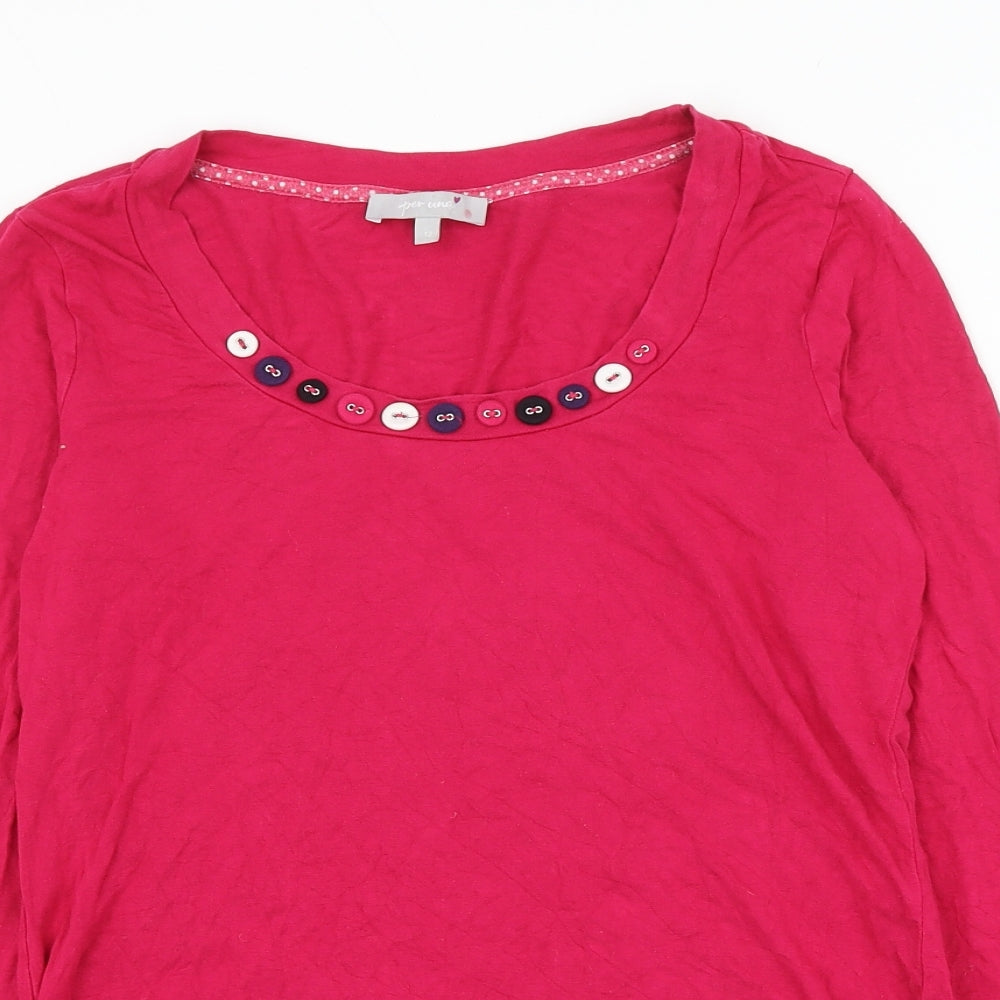 Per Una Womens Pink Polyester Basic Blouse Size 12 Scoop Neck