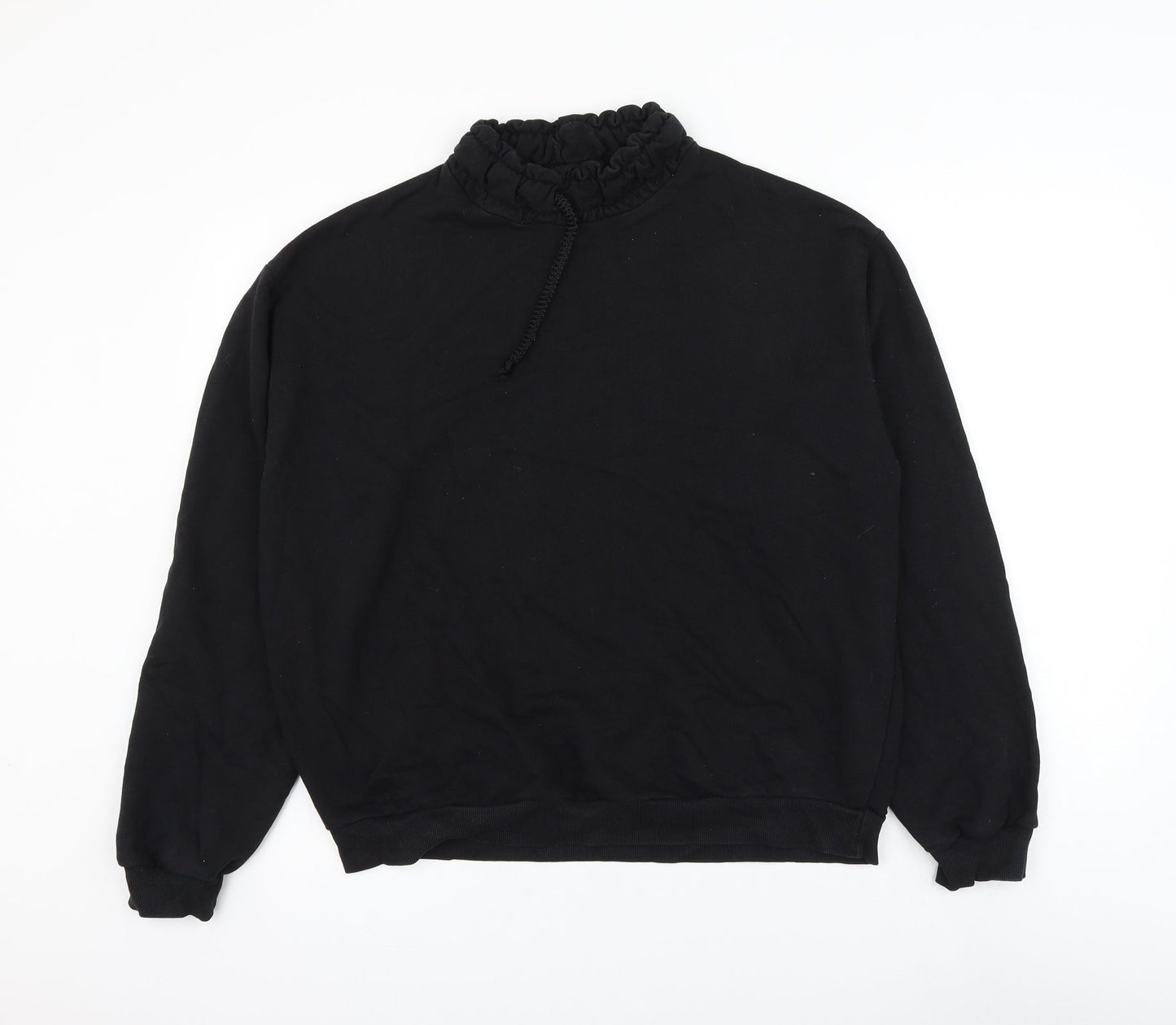 Topshop Womens Black Cotton Pullover Sweatshirt Size 10 Pullover