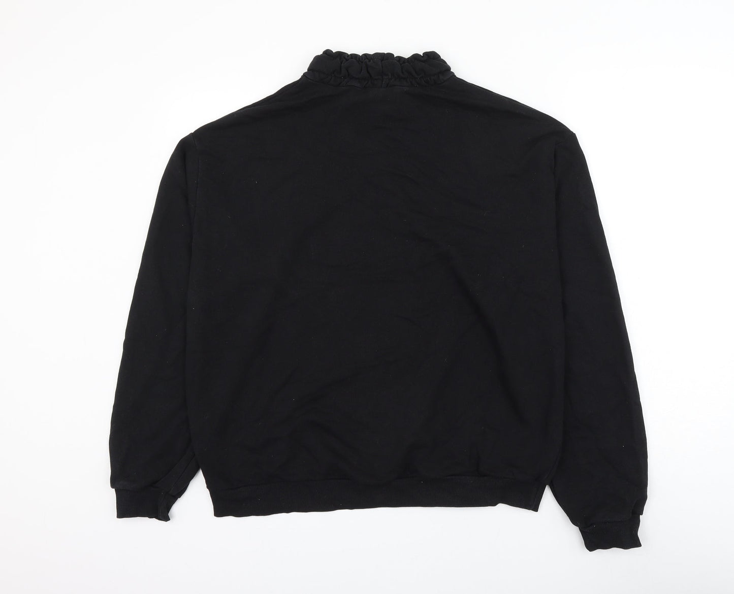 Topshop Womens Black Cotton Pullover Sweatshirt Size 10 Pullover