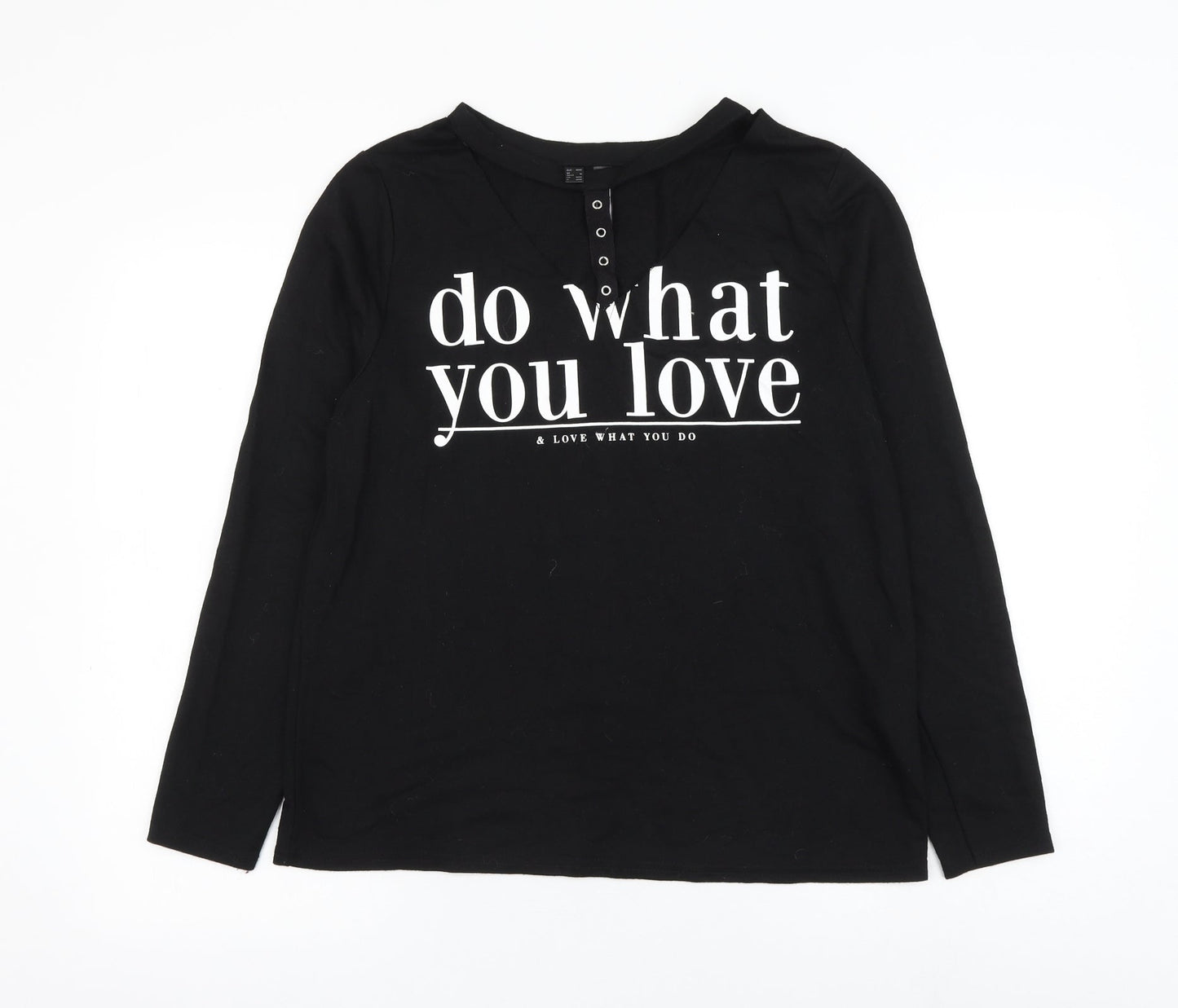 Rainbow Womens Black Polyester Basic T-Shirt Size M V-Neck - Do What You Love