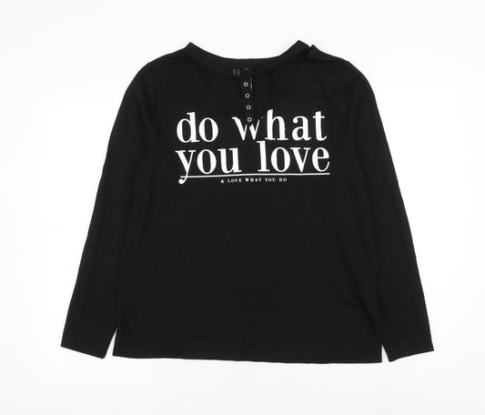 Rainbow Womens Black Polyester Basic T-Shirt Size M V-Neck - Do What You Love