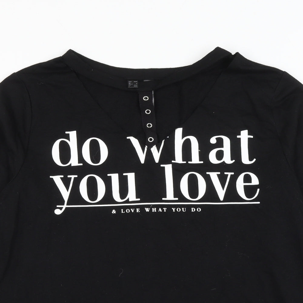 Rainbow Womens Black Polyester Basic T-Shirt Size M V-Neck - Do What You Love
