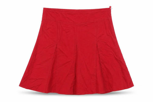 LIVRE Womens Red Cotton Pleated Skirt Size 10 Zip