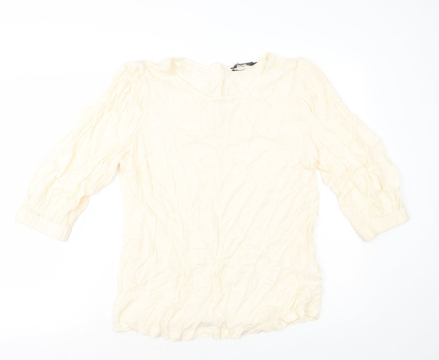 Marks and Spencer Womens Ivory Viscose Basic Blouse Size 12 Round Neck