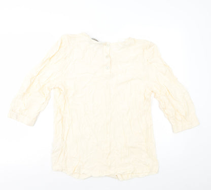 Marks & Spencer Womens Ivory Viscose Basic Blouse Size 12 Round Neck