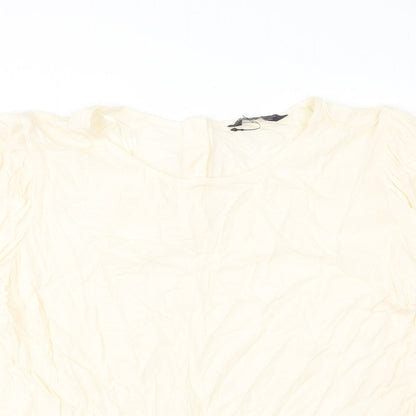 Marks & Spencer Womens Ivory Viscose Basic Blouse Size 12 Round Neck
