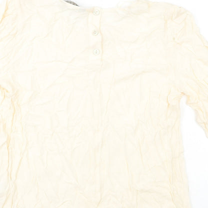 Marks & Spencer Womens Ivory Viscose Basic Blouse Size 12 Round Neck