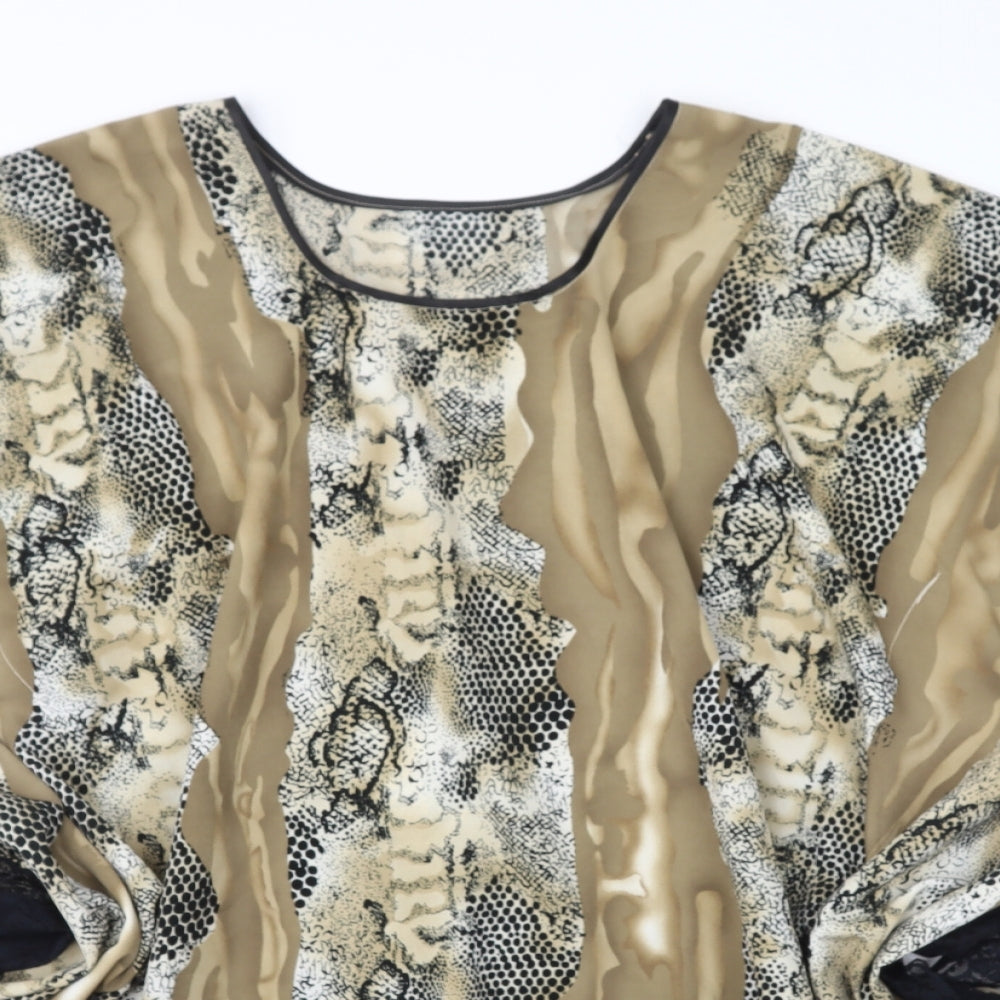 Preworn Womens Multicoloured Animal Print Polyester Kimono T-Shirt One Size Round Neck - Lace Trim