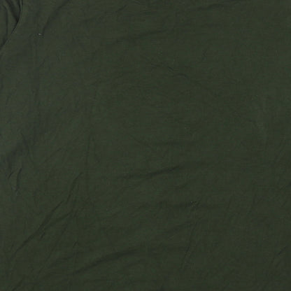 Ercil Womens Green Viscose Basic T-Shirt Size L Round Neck