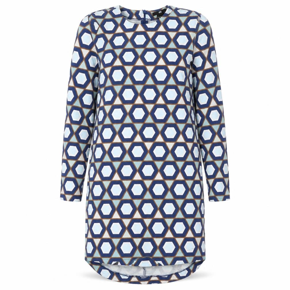 H&M Womens Multicoloured Geometric Cotton Mini Size XS Round Neck Zip