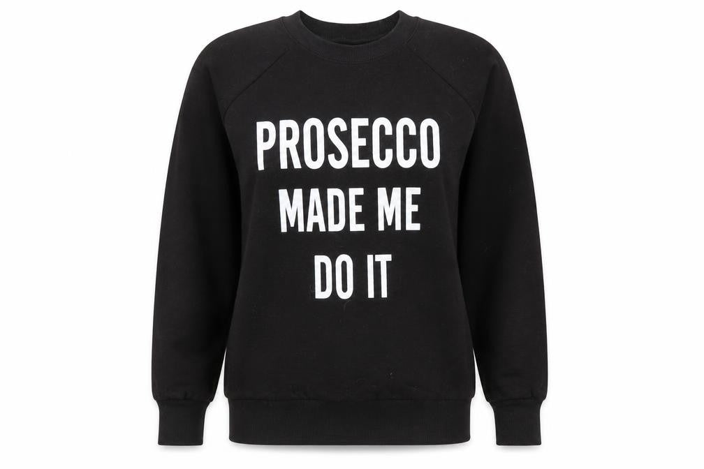 Preworn Womens Black Cotton Pullover Sweatshirt Size S Pullover - Prosecco Made Me Do It