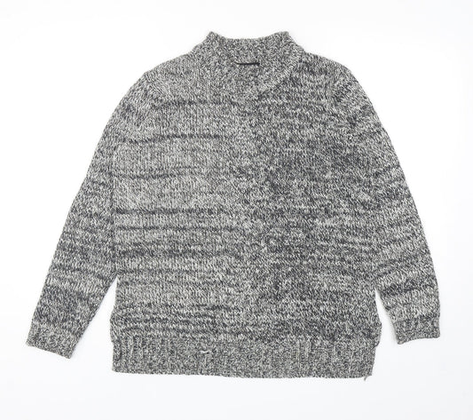 Balsamik Womens Grey Mock Neck Acrylic Pullover Jumper Size 10 - UK size 10-12