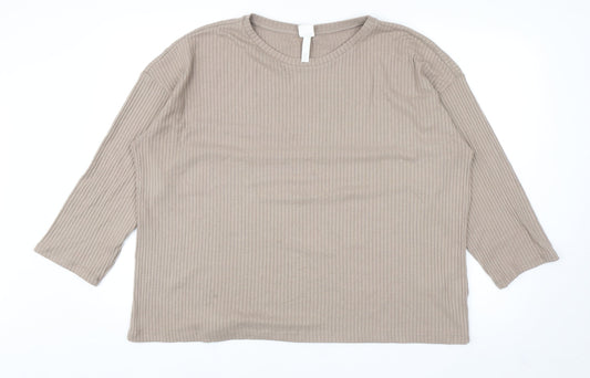 H&M Womens Brown Round Neck Polyester Pullover Jumper Size L