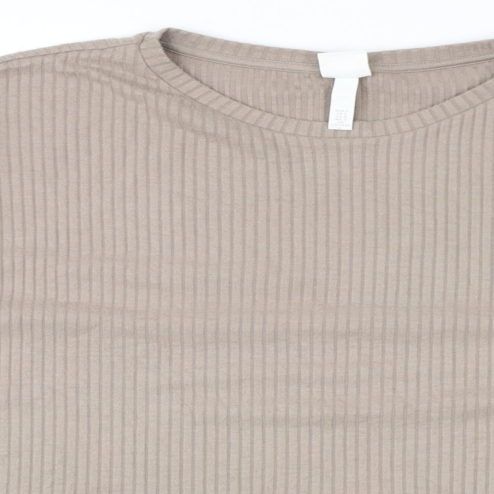 H&M Womens Brown Round Neck Polyester Pullover Jumper Size L