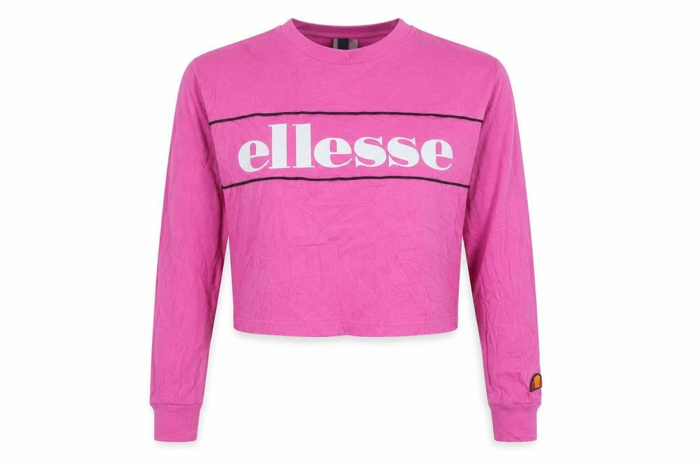 Ellesse Womens Pink Cotton Cropped T-Shirt Size 4 Round Neck