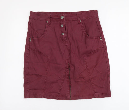 Ze-Ze Womens Purple Cotton Mini Skirt Size M Button
