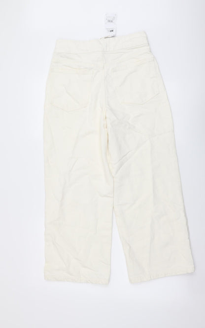Next Womens Ivory Cotton Tapered Jeans Size 6 L25 in Regular Button