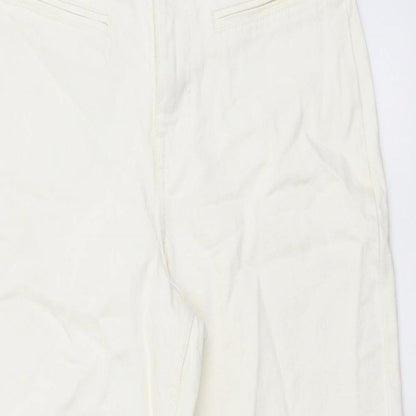 Next Womens Ivory Cotton Tapered Jeans Size 6 L25 in Regular Button
