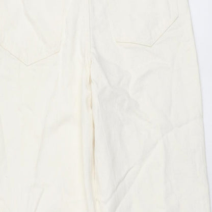 Next Womens Ivory Cotton Tapered Jeans Size 6 L25 in Regular Button