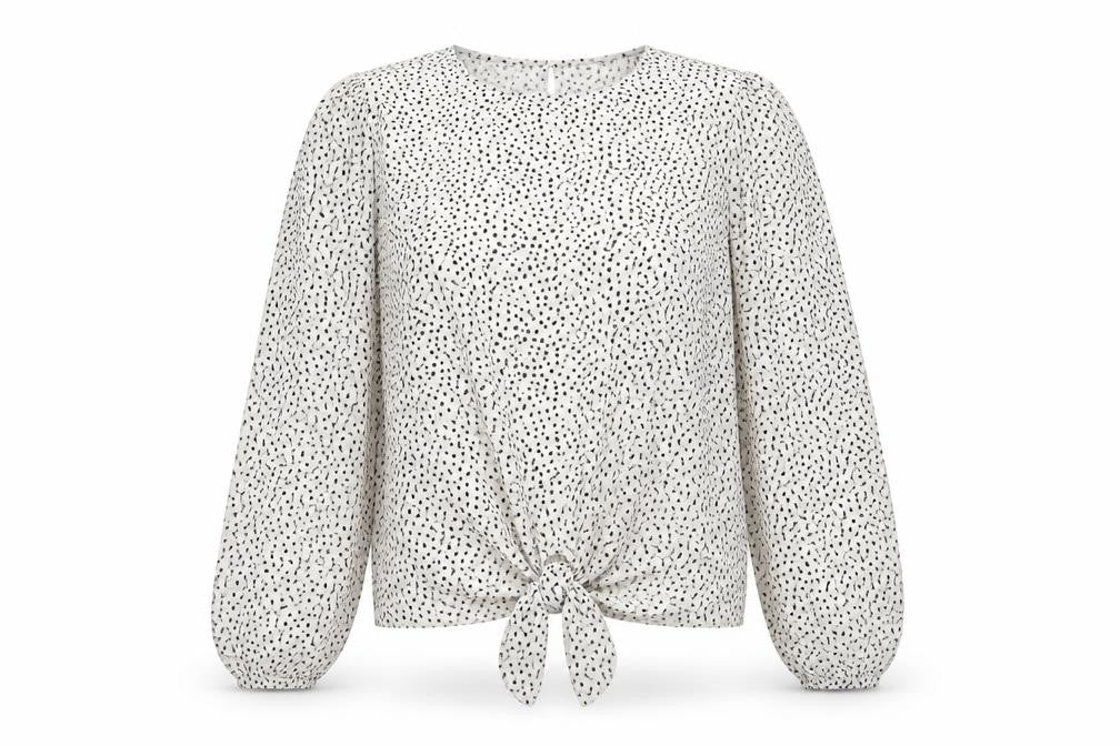 Primark Womens White Polka Dot Viscose Basic Blouse Size 14 Round Neck