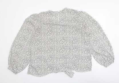 Primark Womens White Polka Dot Viscose Basic Blouse Size 14 Round Neck