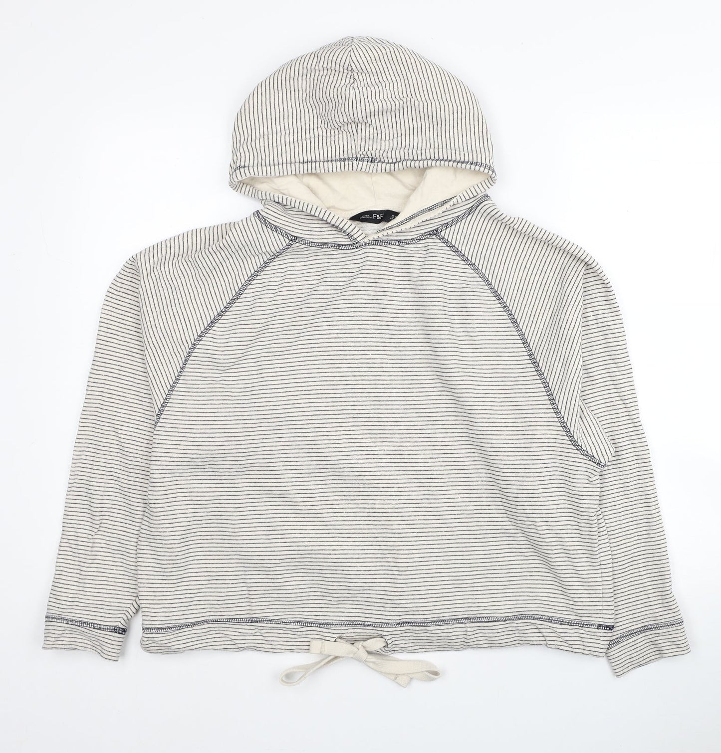 F&F Womens Multicoloured Striped Cotton Pullover Hoodie Size 14 Pullover