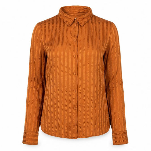 Topshop Womens Orange Striped Viscose Basic Button-Up Size 8 Collared