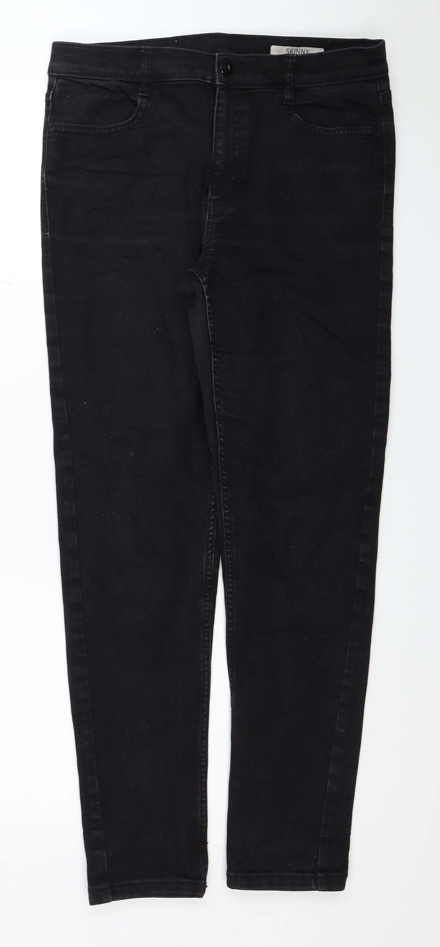 Marks and Spencer Womens Black Cotton Skinny Jeans Size 10 L28 in Regular Zip