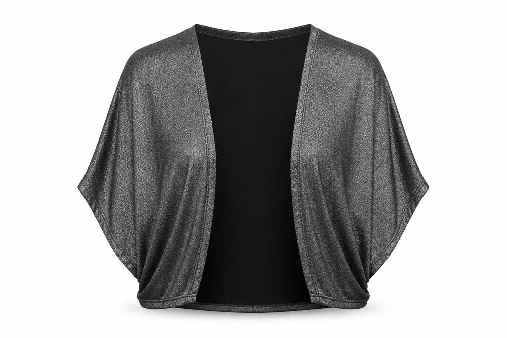 Tiana B Womens Grey Polyester Wrap Blouse Size 12 V-Neck - Cropped Metallic